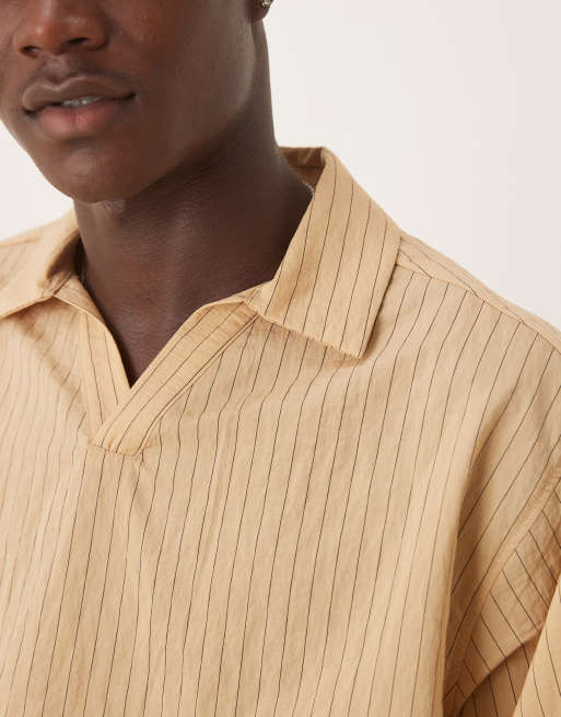 ASOS DESIGN - Oversized overhemd met kraagje en textuur in lichtbruin, 5 van 5