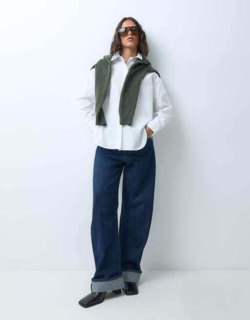 ASOS DESIGN oversized overhemd met lange achterkant in wit, 2 van 5