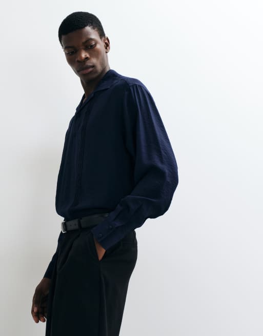 ASOS DESIGN oversized overhemd met losse pasvorm in navy, 3 van 5
