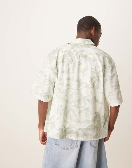 ASOS DESIGN - Oversized overhemd met rechte pasvorm en bloemenprint in groen, 4 van 4