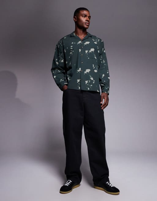 ASOS DESIGN - Oversized overhemd met reverskraag en digitale bloemenprint in donkergroen, 2 van 5
