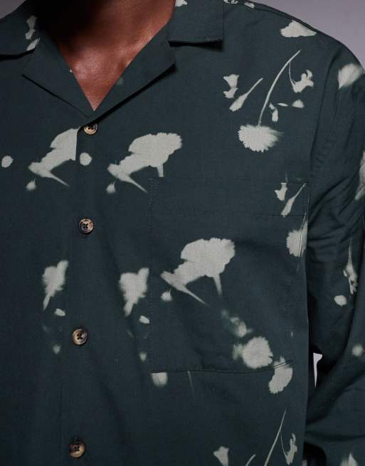 ASOS DESIGN - Oversized overhemd met reverskraag en digitale bloemenprint in donkergroen, 5 van 5