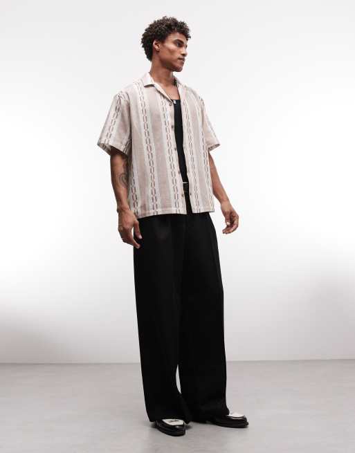 ASOS DESIGN - Oversized overhemd met reverskraag en print in crème, 2 van 5