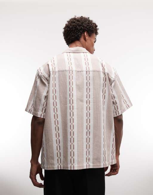 ASOS DESIGN - Oversized overhemd met reverskraag en print in crème, 5 van 5