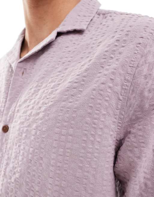 ASOS DESIGN - Oversized overhemd met seersucker-structuur in jaren 90-stijl in mauve , 4 van 4