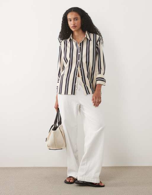 ASOS DESIGN oversized overhemd met strepen in buttermilk streep, 2 van 4