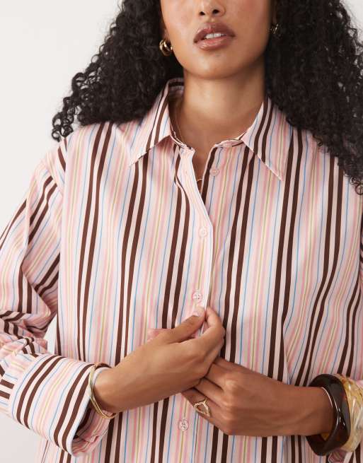 ASOS DESIGN oversized overhemd met strepen in roze, 2 van 4