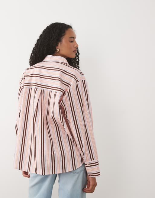 ASOS DESIGN oversized overhemd met strepen in roze, 4 van 4