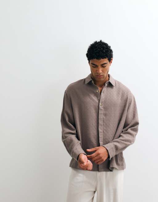 ASOS DESIGN - Oversized overhemd met textuur in bruin, 4 van 5