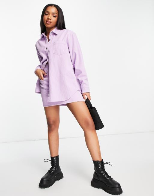 ASOS DESIGN - Oversized overhemd van corduroy in lila, deel van co-ord set