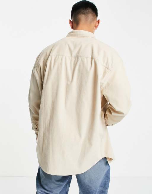 ASOS DESIGN - Oversized overhemd van corduroy in stone, 2 van 4