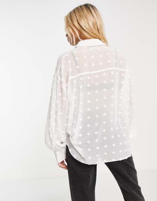 ASOS DESIGN - Oversized overhemd van dobbystof in wit, 4 van 4