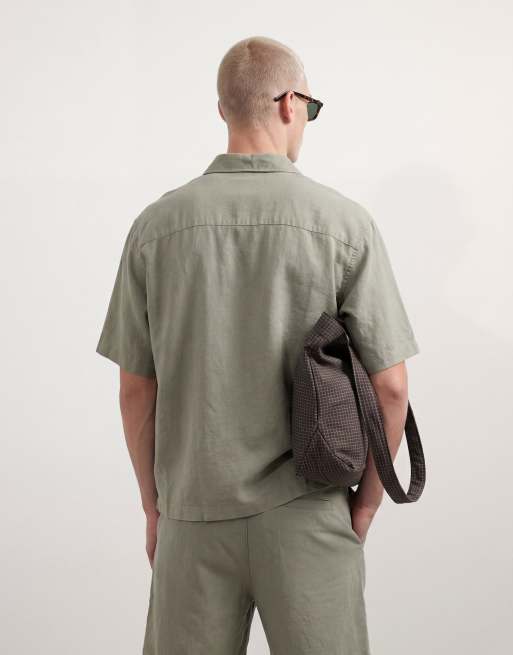ASOS DESIGN - Oversized overhemd van linnenmix in bruin, deel van co-ord set, 3 van 5
