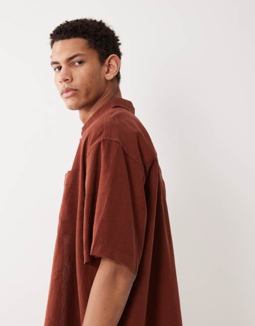 ASOS DESIGN - Oversized overhemd van linnenmix in bruin, deel van co-ord set, 4 van 5