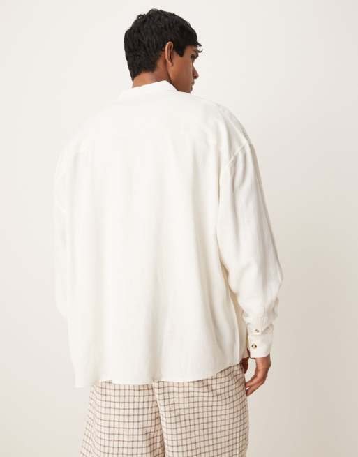 ASOS DESIGN - Oversized overhemd van linnenmix in wit, 4 van 4
