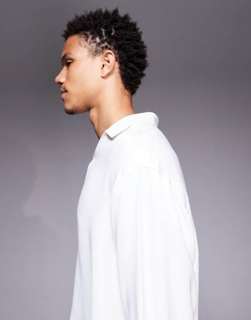 ASOS DESIGN - Oversized overhemd van satijn zonder sluiting in wit, 4 van 5