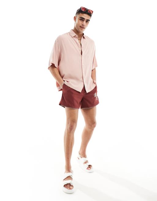 ASOS DESIGN - Oversized overhemd van viscose in lichtroze