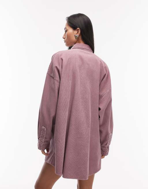 ASOS DESIGN - Oversized overhemdjurk met zakken in lila met wassing, 2 van 4
