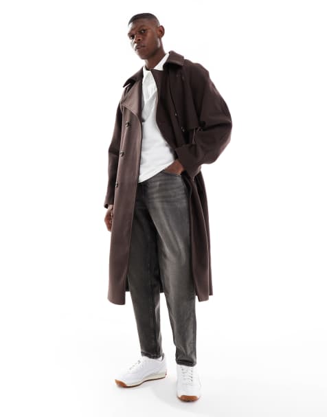 ASOS DESIGN - Oversized overjas met wollook in donkerbruin - view 1