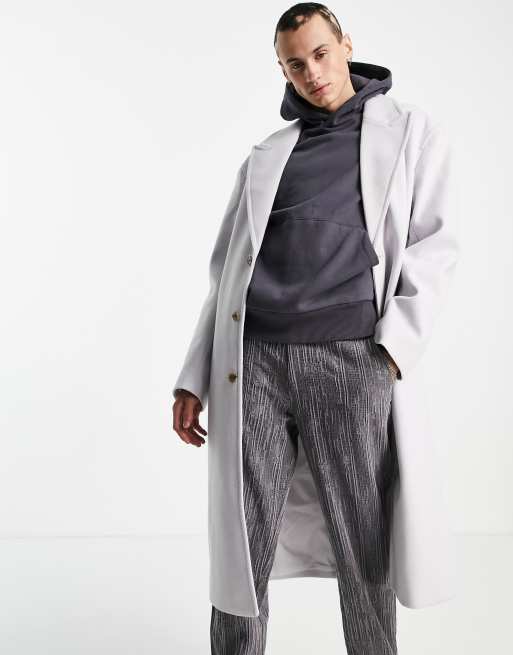 ASOS DESIGN - Oversized overjas met wollook in lila 
