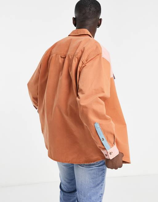 ASOS DESIGN - Oversized overshirt van keperstof met wijde pasvorm en kleurvlakken, 2 van 4