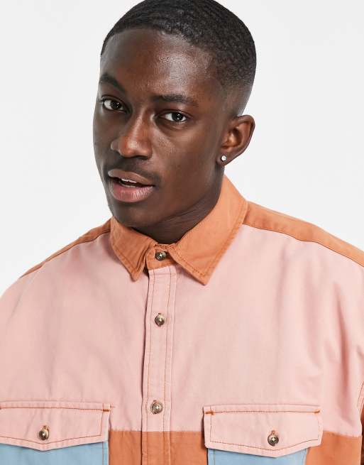 ASOS DESIGN - Oversized overshirt van keperstof met wijde pasvorm en kleurvlakken, 3 van 4
