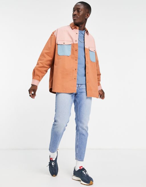 ASOS DESIGN - Oversized overshirt van keperstof met wijde pasvorm en kleurvlakken, 4 van 4
