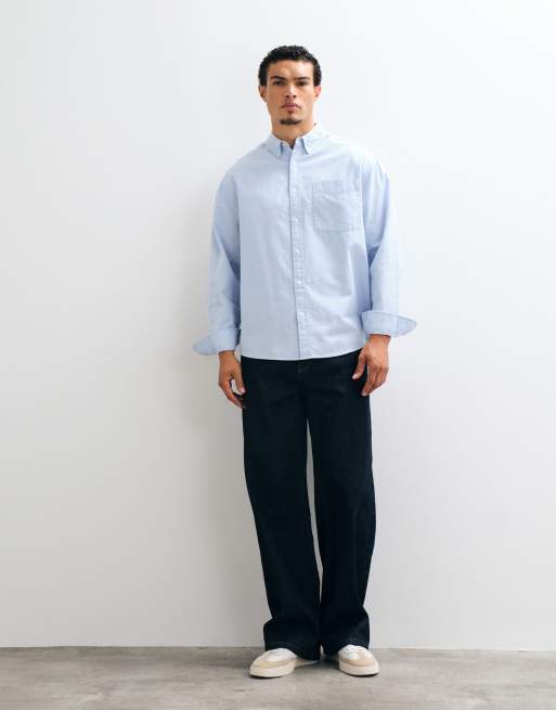 ASOS DESIGN oversized oxford shirt in blue, 4 of 5