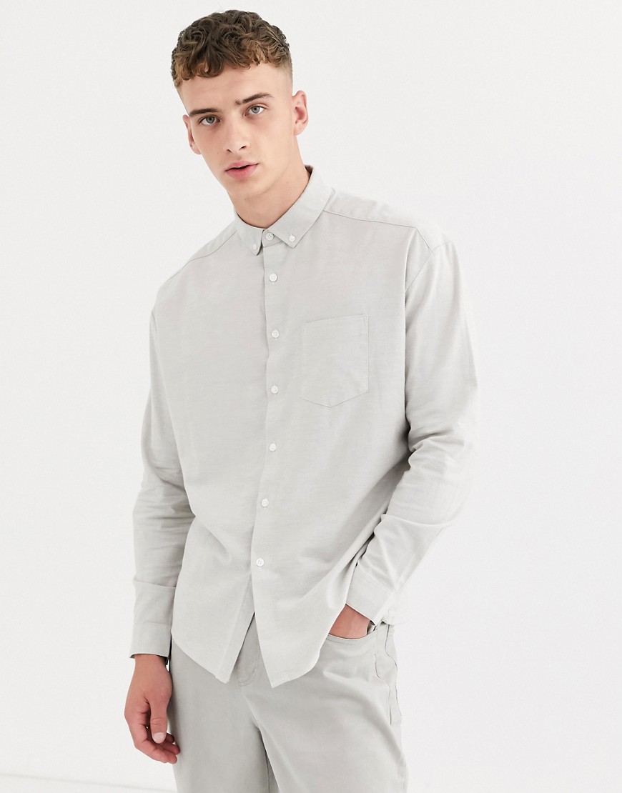 ASOS DESIGN oversized oxford shirt in grey