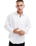 [ASOS DESIGN] ASOS DESIGN oversized oxford shirt with pocket in white-Neutral M Ecru