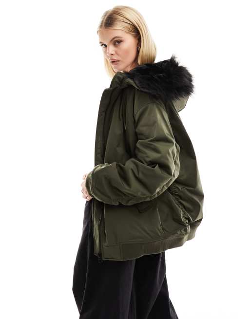 Oversized hooded bomber online jacket