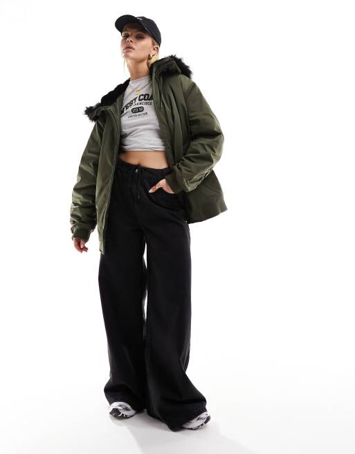 ASOS DESIGN cropped bomber jacket in khaki