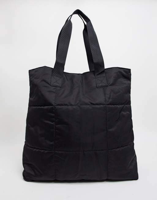 ASOS DESIGN oversized padded tote bag in black nylon ASOS
