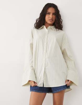 Asos Design Oversized Pajama Shirt In Yellow