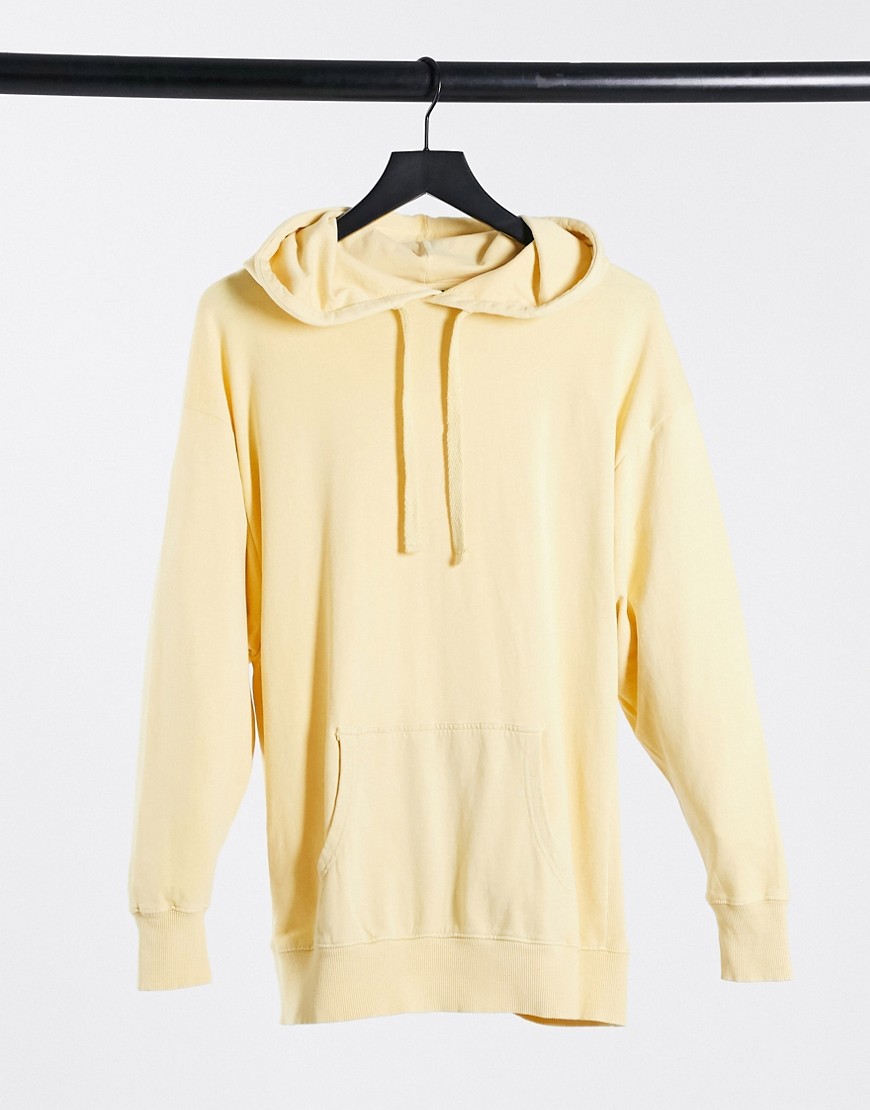 ASOS DESIGN oversized panelled hoodie in washed straw-White