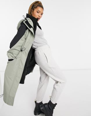 ASOS DESIGN oversized panelled parka in sage