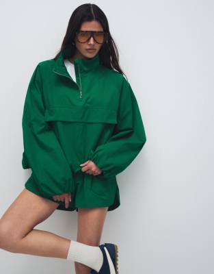 ASOS DESIGN oversized paper touch track jacket in bright green