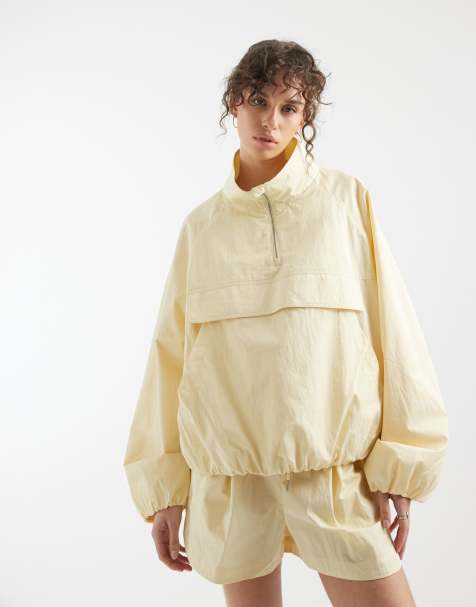 ASOS DESIGN oversized paper touch track jacket in lemon yellow - view 1