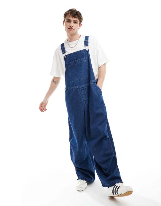 Oversized denim dungarees best sale