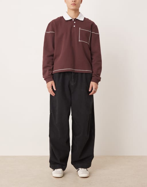 ASOS DESIGN oversized parachute jeans with elasticized waist in washed black