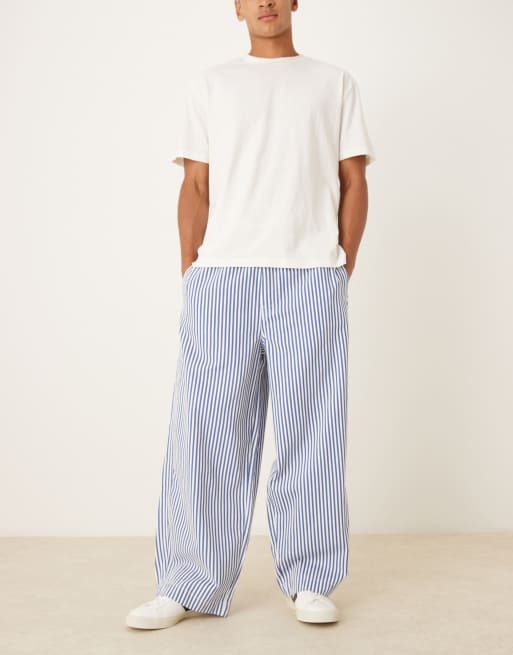 ASOS DESIGN oversized parachute pants in blue stripe