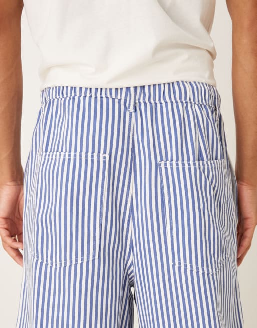 ASOS DESIGN oversized parachute pants in blue stripe