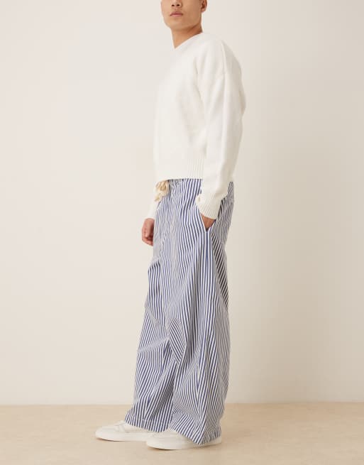 ASOS DESIGN - Oversized parachutebroek in blauwe strepen, 3 van 5