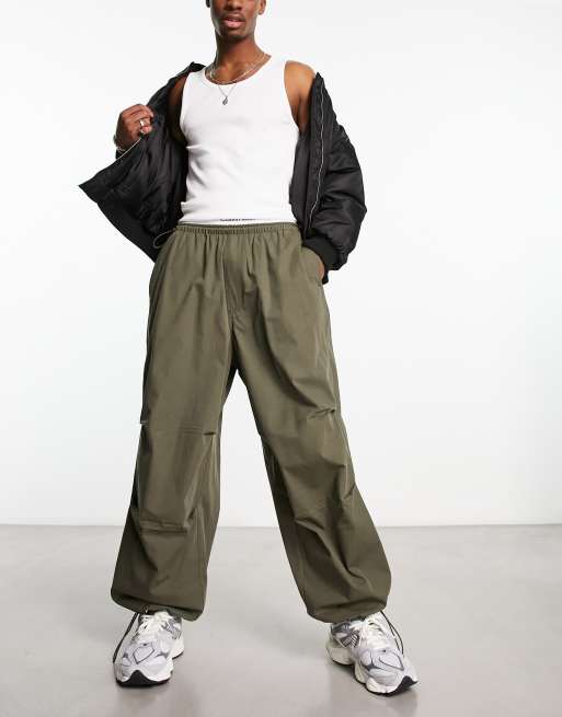 ASOS DESIGN - Oversized parachutebroek met ballonpijpen in kaki