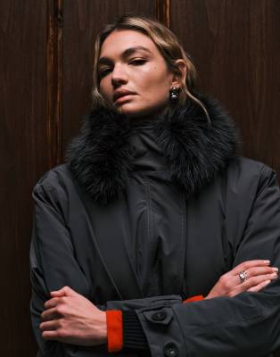 Asos Design Oversized Parka In Black