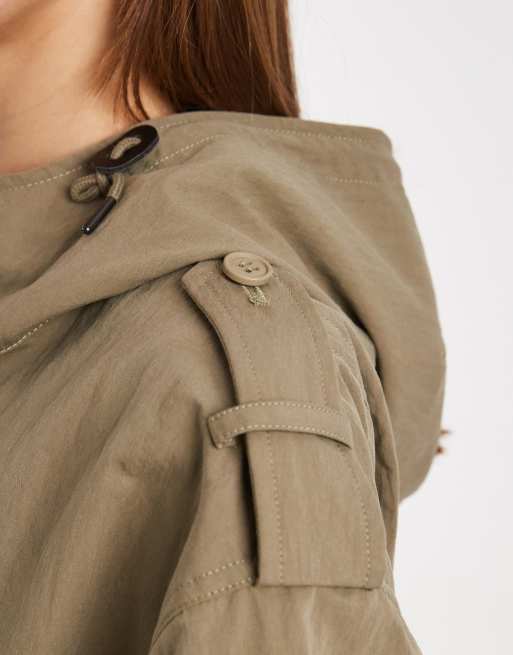 ASOS DESIGN oversized parka jacket in khaki, 3 of 4