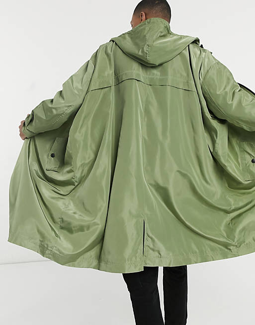 ASOS Cotton Asos Design Curve Lightweight Parka in Green Womens Clothing Coats Parka coats 