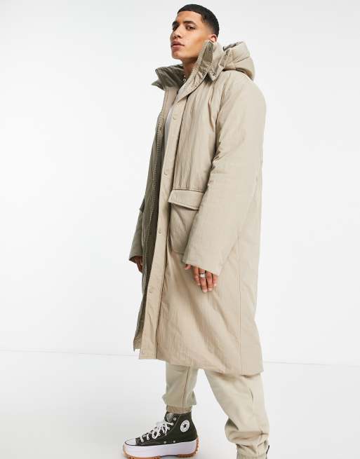 ASOS DESIGN oversized parka jacket in stone