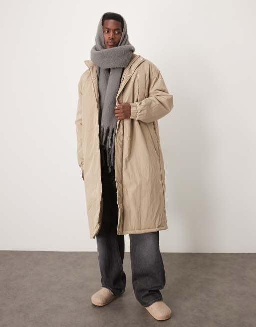 ASOS Design Oversized Parka Jacket in stone Neutral