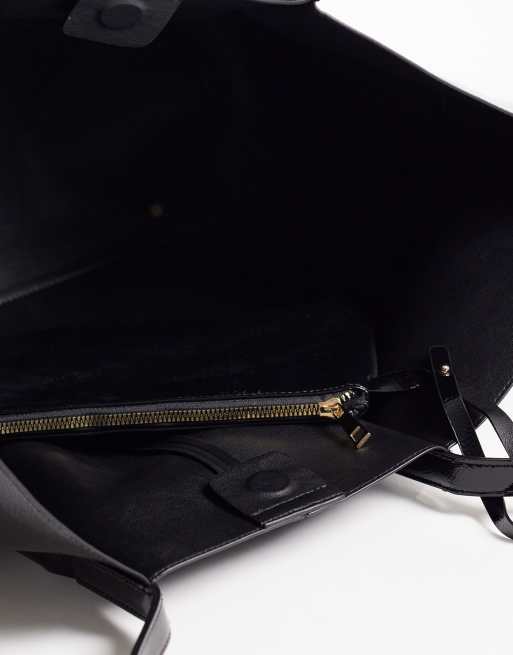 ASOS DESIGN oversized patent tote with zippered pouch in black, 3 of 4